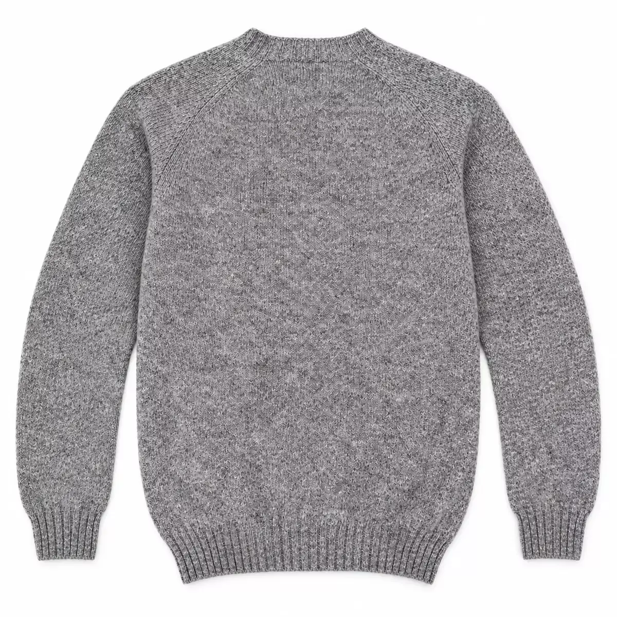 Harley of Scotland Herren-Wollpullover Grau meliert Rückansicht